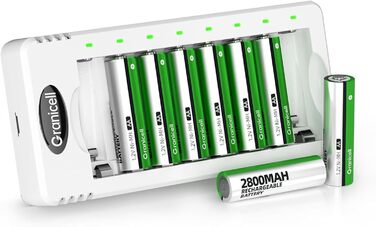 Зарядний пристрій AA та 4 батарейки AA 2800mAh 1.2V, перезаряджувані акумулятори NI-MH