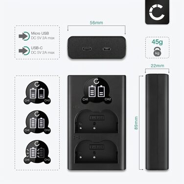 Комплект акумуляторів CELLONIC (2 шт) для Nikon D700, D90, D300, D200, D80, EN-EL3 1600mAh з подвійним зарядним пристроєм