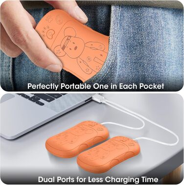 Електричні нагрівачі для рук 2 шт. 6000 mAh, перезаряджувані, для кемпінгу, на відкритому повітрі, подарунок для чоловіків, жінок, дітей, помаранчевий