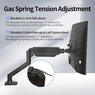 Кріплення для монітора Suptek MD01A: підходить для моніторів 13-32 дюймів, до 9 кг, газ-амортизатор, 360° оберт, регулювання висоти, нахил, VESA 75x75/100x100 мм, чорний