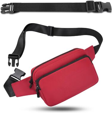 Поясна сумка на пояс, на стегно, унісекс, з регульованим ремінком, 30 см, для подорожей, активного відпочинку, прогулянок з собакою, чоловіча та жіноча (червона)