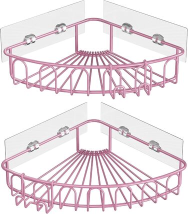 Orimade Shower Shelf, Stainless Steel, Self-Adhesive Shower Shelf, No Drilling Required, for Bathroom, Home Decoration, Kitchen, 2 Pack, Pink