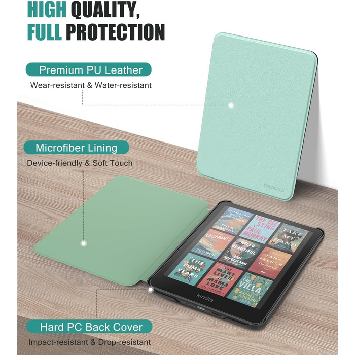 Чохол MoKo для Kindle Paperwhite 2024 (12-го покоління) та Kindle Colorsoft Signature Edition 2024, з авто-ввімкненням/вимиканням, джинсовий, зелений (w-Agave Grün)