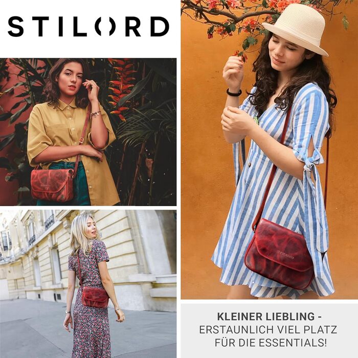 Стильна жіноча сумка-месенджер STILORD Esther з натуральної шкіри вінтаж (Кара - Червоний) для вечірок та повсякденного використання