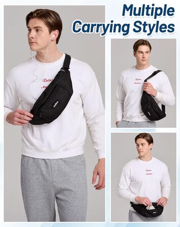 Поясна сумка для жінок та чоловіків, чорна, водонепроникна, 4L, для бігу, спорту, подорожей, активного відпочинку, фітнесу, з дощовиком
