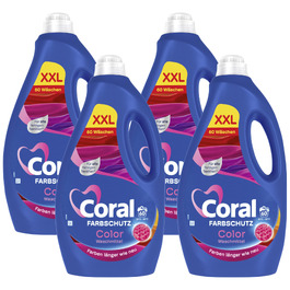 Рідкий пральний засіб для кольорових речей Coral Colorwaschmittel Optimal Color XXL з формулою захисту кольору, 60 прань (набір 4 шт)