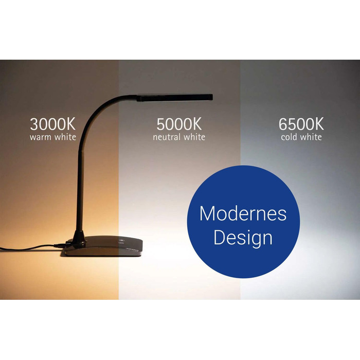 Стілеві LED-лампа MAULpearly colour vario, регульована яскравість – потужна офісна лампа для робочого місця – настільна лампа з регулюванням колірної температури 3000-6500K – колір: чорний
