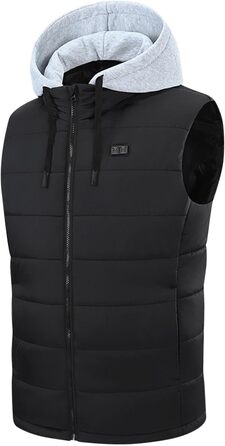 Електрична гріюча жилетка з капюшоном для чоловіків. 15 зон обігріву, USB, степване утеплення, зимова жилетка-куртка, сірий колір, розмір M