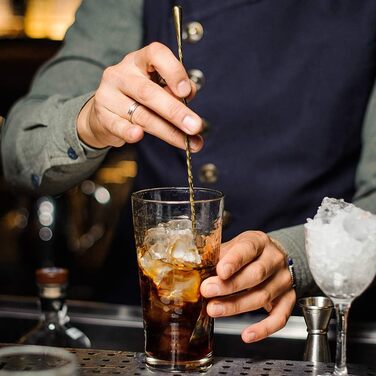 Якісний барний мішалка для коктейлів YFWOOD з нержавіючої сталі, довгий руків'я, стильний спіральний дизайн, ідеально для барменів та дому (Золотий)