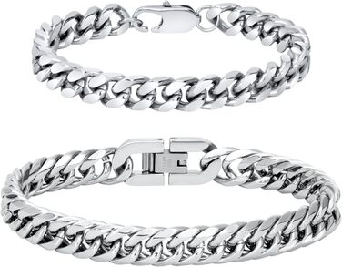 Браслет чоловічий Flintronic з нержавіючої сталі, панцерна ланцюг для чоловіків/хлопців, важкий браслет з ланцюгом, браслет у стилі хіп-хоп, мода, ювелірні вироби, 10 мм, 21 см