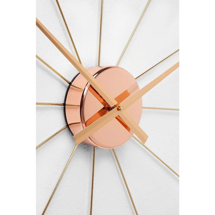 Kare Design Wall Clock Like Umbrella, 100cm Diameter, Clock, Modern, Minimalist, Aluminum Frame, Round, Battery not included (Rosegold)
