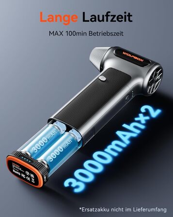 Електричний бездротовий пилосос-піскодув WOLFBOX MF200, 3-ступеневий, 4 насадки для ПК, авто, дому та вулиці