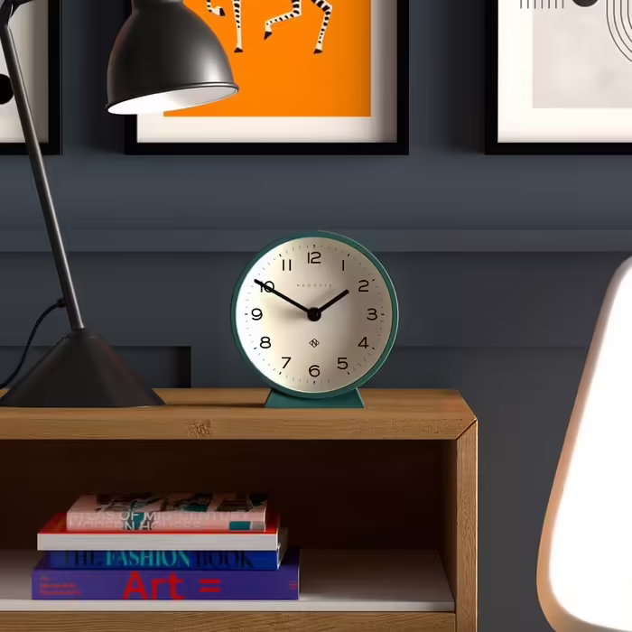 NEWGATE® M Silent Mantel Clock - 'No Ticking' - A Modern Mantel Clock - Small Clock - Mantel Clocks - Minimalist Dial - (Eden Green)