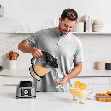 Ninja Foodi Power Nutri Mixer Smoothie Maker 3-in-1, thick spreads & frozen drinks, automatic programs, 2.1L pitcher, 700ml cup & 400ml bowl with Power Paddle, 1200W, Silver CB350EU 3-in-1 Mixer, 1200W