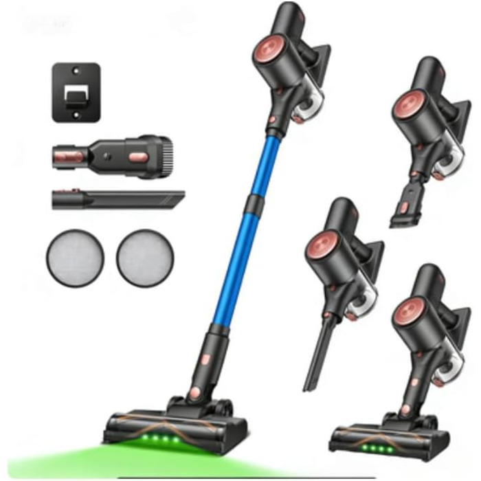 Бездротовий акумуляторний пилосос Vexilar V10PRO: 45000Pa, 45 хв, 450W, 6-в-1, LED, знімна батарея, для твердих поверхонь, килимів, шерсті тварин (S, Blue)