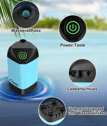WADEO Portable Camping Shower Battery with Pump and Shower Bucket, Camping Shower with Rechargeable Battery, Mobile Shower Outdoor Showers with Shower Head, for Camping Trips, Garden, Hiking, Car Washing (Blue, with 20L Container)