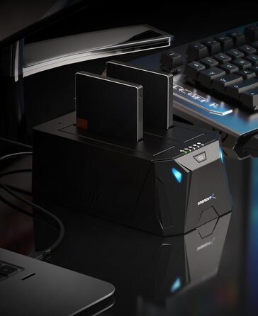 Док-станція Sabrent для 2 HDD/SSD 2.5'/3.5' з USB-C, 5Gbps, підтримка клонування, без інструментів (EC-CH2B)