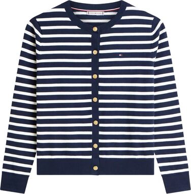 Кардиган жіночий Tommy Hilfiger Jersey Fine з ґудзиками, темно-синій (Dark Night Navy/Ivory Petal Stp), розмір S