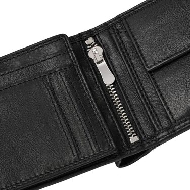 Marc Peter® Genuine Leather Wallet Hanover | Wallet for Men with RFID Protection | Large 10 Compartment Card Holder | Black Nappa Wallet