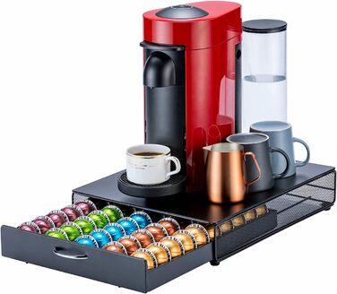 Організатор для капсул Nespresso Vertuo, чорний металевий стійка на 50 капсул (Net Side)