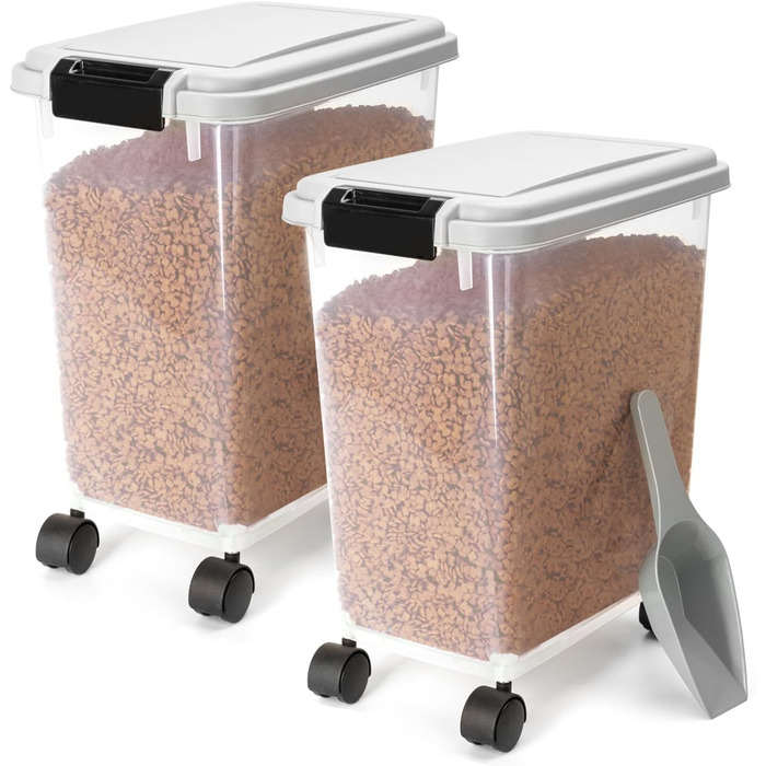 Контейнери для корму Nobleza (2 шт.), 20 л, з колесами, для собак та котів, сірі