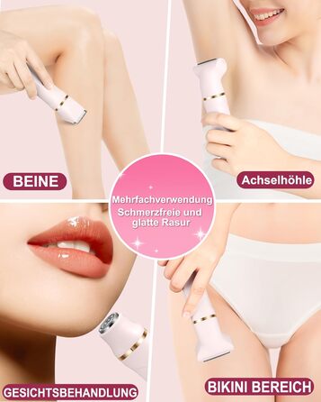 Електричний жіночий тример 3-в-1 для тіла та обличчя, водонепроникний, рожевий