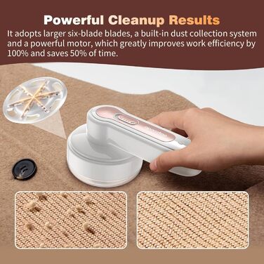 Електричний видальник ворсу для одягу з 3 лезами, портативний, USB, для тканини, ковдр, светрів (білий)