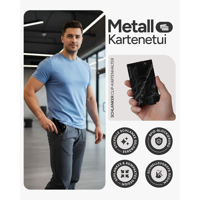 RFID захисне картхолдер Alpha Kollektion: мінімалістичний картхолдер для чоловіків з подарунковою коробкою