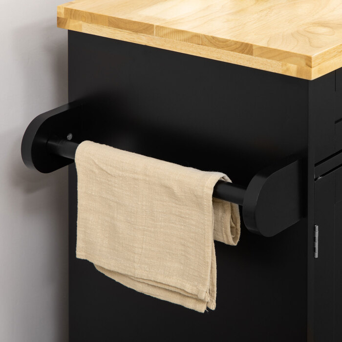 HOMCOM Kitchen Cart Serving Cart with Countertop and Spice Rack, Towel Rack for Living Room and Dining Room, 109x40x89cm