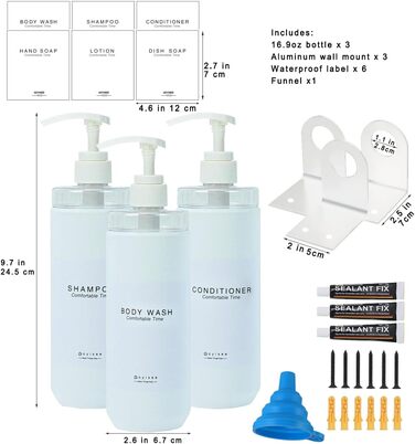 Набір дозаторів для душу GOYISEE, 3 шт. сірого кольору для мила та шампуню, аксесуари для ванної кімнати