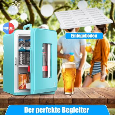 KESSER® Міні холодильник/термобокс 2в1, 15 л, охолодження та нагрівання, портативний, AC/DC 220-240V/12V, для авто, офісу, дому, кемпінгу, блакитний