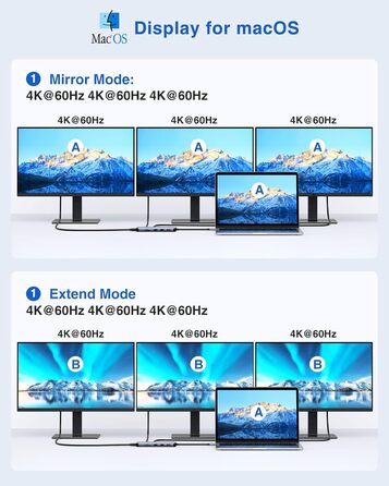 LIONWEI UC3703 Док-станція: Dual DP, Triple Display, USB-хаб 12-в-1 з 8K HDMI, 2 x USB 3.1, 100W PD, Ethernet, SD/TF-кардридер (сірий)