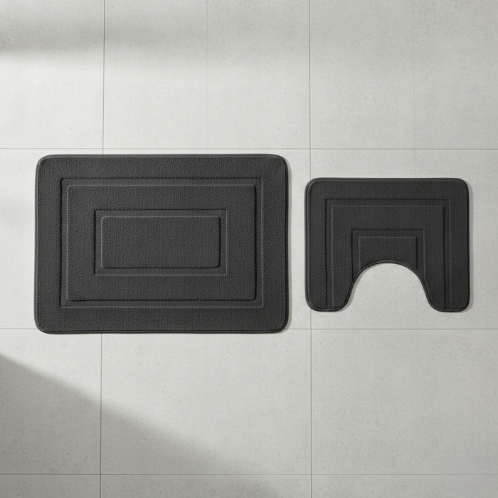 Килимок для ванної кімнати SmartHome, чорний, прямокутний, 50x80 см, з вирізом під унітаз