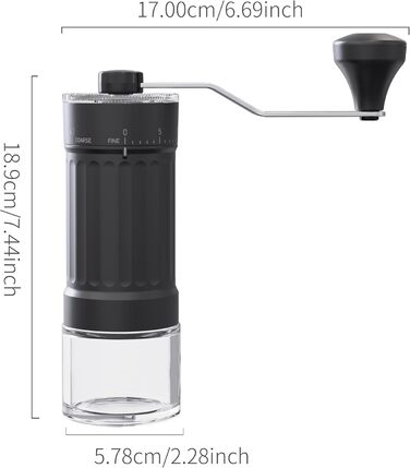 Ручний кавомолка OrkeyDolk з керамічним жорном, 40 режимів помолу, для Aeropress, Pour Over і Мока, регульована, сучасний дизайн