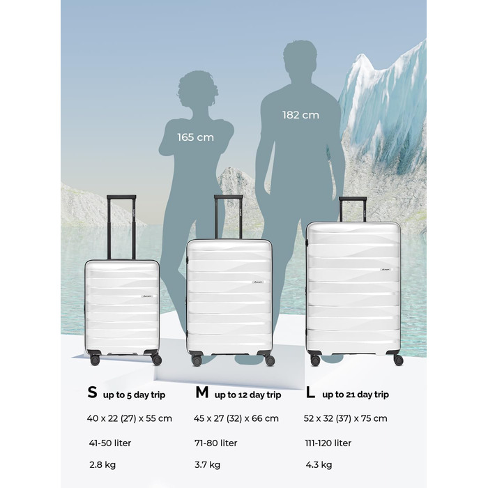 Чемодан середнього розміру з жорстким корпусом, розширюваний | Trolley 45 x 27 x 66 см з поліпропілену | Унісекс, вага 3,7 кг | Подвійні колеса & TSA-замок (Travel) | Відділення для ноутбука (55 см)