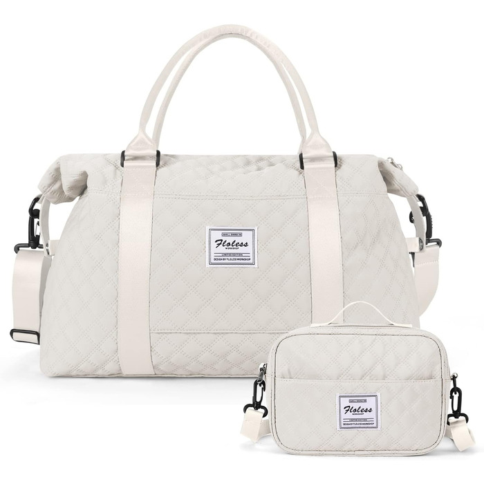 Спортивна сумка для жінок, дорожня сумка-дуffel, фітнес-сумка, водовідштовхувальна, з кульбакою, beige C5-beige