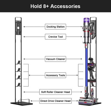 Підставка для пилососа Dyson Gen5 V15s/V15/V12 Slim/V11/V10/V8/V7/V6 на колесах, чорна - настінний тримач без свердління