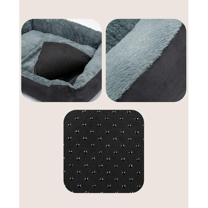 Ліжко для собак Lionto з двостороннім подушкою та неслизьким дном, міцне лежання для собак та котів будь-якого віку, 60x48 см, м'яке собаче ліжко, (Д 90 x Ш 70 x В 20 см (з нанесенням імені), чорний/сірий)