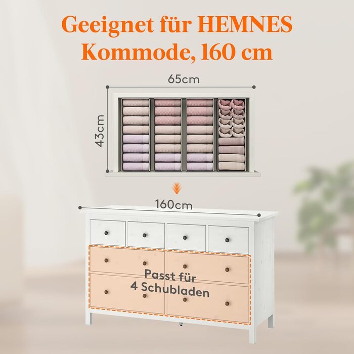 Lifewit 10-Piece Hemnes Organizer Set for Dresser, Changing Table, Closet Organizer, Drawers, Organization System for Changing Supplies, Baby Clothes, Socks, Bras, Underwear (12-Piece Pack for HEMNES 160cm)