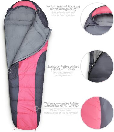 Спальний мішок Mumienschlafsack Rosa, 230x80 см - теплий та зручний для відпочинку