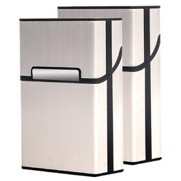 Металеве екіпе для сигарет на 20 сигарет, рожеве золото, сірий, шампань (2 шт.)