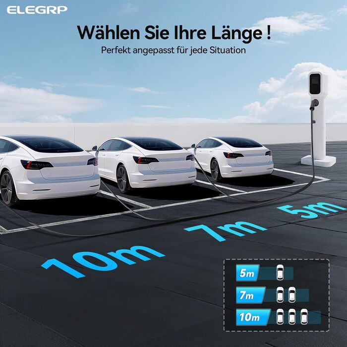 Кабель зарядки для електромобіля Typ 2 (22kW, 32A, 5м) 3-фазний, з сумкою, сумісний з Tesla, VW ID.3/4, e-Golf та іншими EV