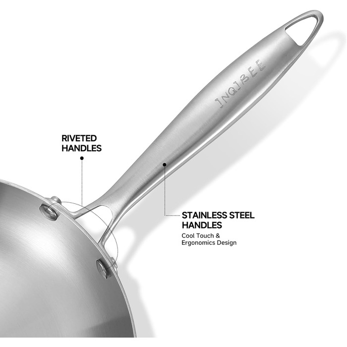 Набір сковорідок Inqibee з нержавіючої сталі (24 см & 26 см) - для всіх плит, включаючи індукційні, сумісний з духовкою, можна мити в посудомийній машині