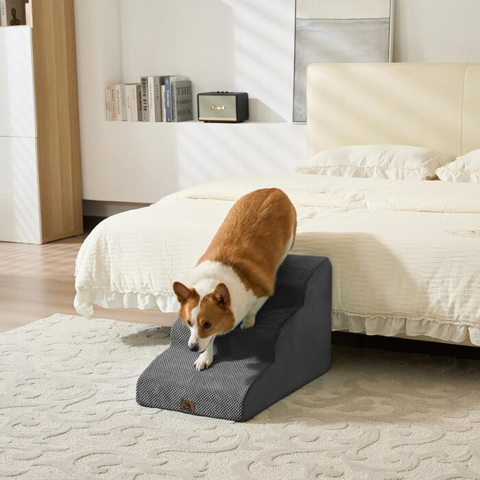 Сходинка для собак маленьких порід, 2 сходинки, 30 см, для домашніх тварин, миється, не слизька, для котів, для ліжка, дивану, сірого кольору