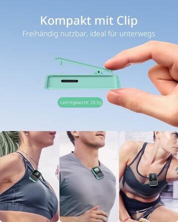 MP3-плеєр YOTON з Bluetooth 5.2, Hi-Fi звук, FM-радіо, диктофон, регулятор гучності, навушники, підтримка SD до 128 ГБ (М'ятний)