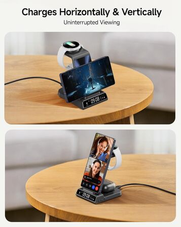 Бездротова зарядка leQuiven 3-в-1 для Samsung Galaxy S25 Ultra, S24, S23, Z Fold/Z Flip 7, Galaxy Watch 8/7/6/5/4, Galaxy Buds3 Pro (Tech Grey)