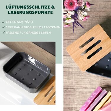 Тримач для мила Bremermann Calvi з бамбука та пластику (сірий)