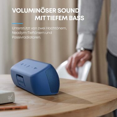 Soundcore Motion+ Bluetooth Портативна Колонка HiFi 30W, Глибокий Бас, IPX7, 12h, USB-C, App, EQ (блакитна)