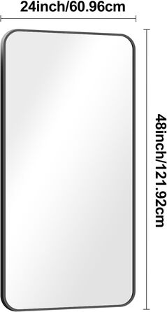 Дзеркало для ванної кімнати BONEWEI, 61 x 121.9 см, чорне прямокутне з рамою, для ванної, спальні, вітальні, монтаж на стіну