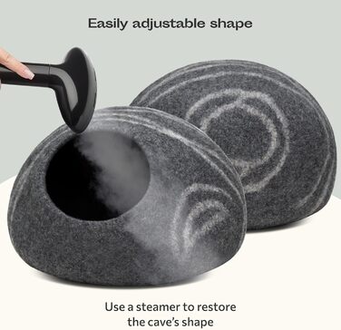 Килимок для кота Meowfia з 100% мериносової вовни – ручної фелтингової роботи, екологічний, для котів та кошенят. М'яке ліжко, тепле взимку та прохолодне влітку, стильний дизайн, сірий колір, розмір L